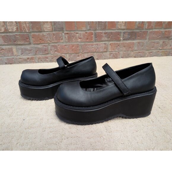 Demonia Platform Shoes Womens Size 11 Black Dollie Mary Jane 3 in platforms - Picture 1 of 9